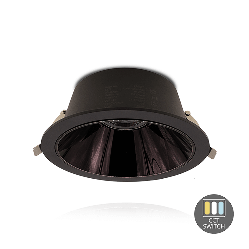 LED Downlight Kerber - TriColor - 16 Watt - Zaagmaat 130 -140MM - Zwart - Outledtl.nl
